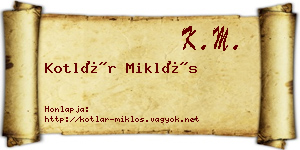 Kotlár Miklós névjegykártya